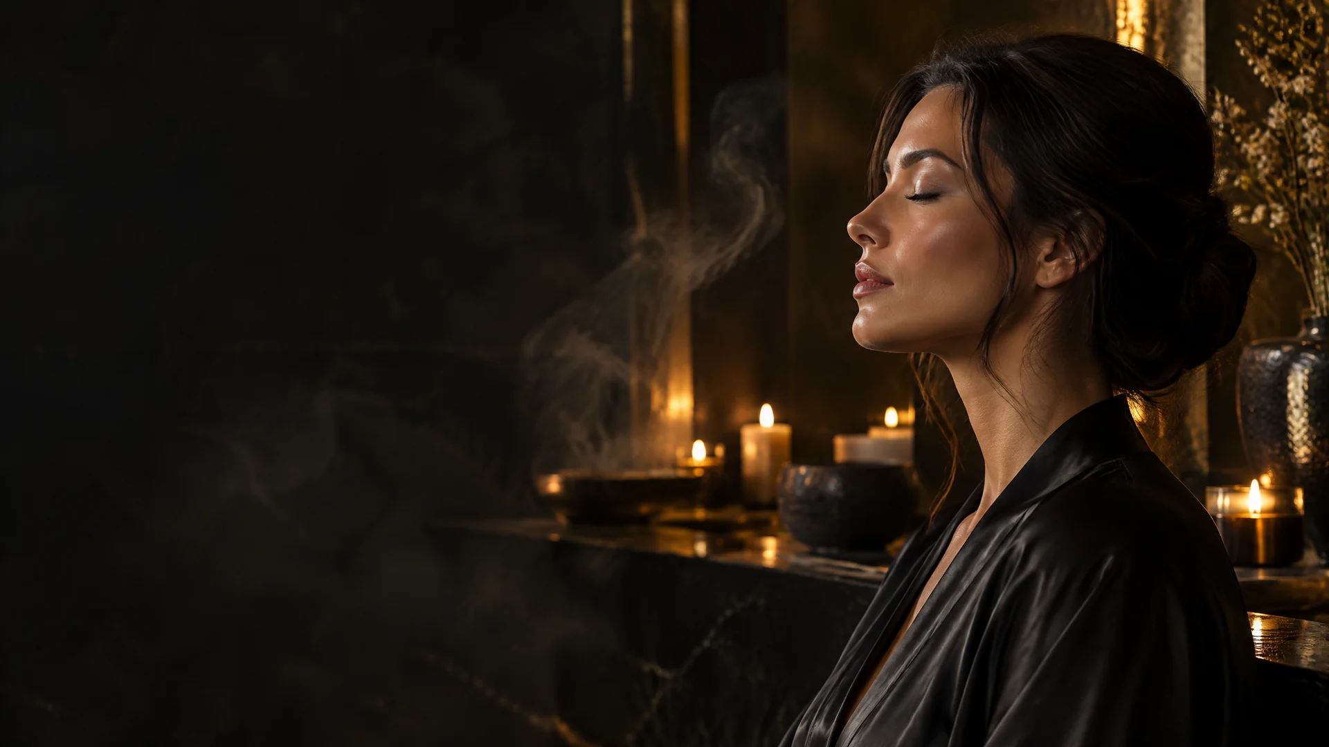 Luxury candlelit Tantra Passion wellness setting